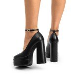 DREAM PAIRS Women's Platform High Heels Closed Toe Chunky Block Pumps Square Toe Ankle Strap Dress Fashion Party Y2K Shoes,Size 8,Black-PU,SDPU2471W