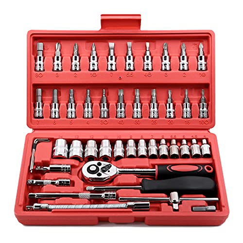Egofine 46 Piece Socket Ratchet Set with Case