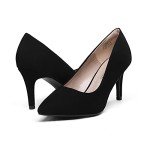 DREAM PAIRS Women's High Stiletto Heels Closed Pointed Toe Dress Pumps Shoes for Wedding Work Office Business, 3 Inches,Size 8,Black/Nubuck,KUCCI