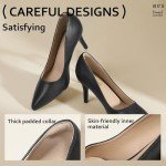 IDIFU Black High Heels Pumps Closed Toe Heels Women's Pumps Stiletto Pointed Toe Dress Shoes Wedding Prom Bridal Work Office Bride Trendy Dressy Comfortable Classic Pumps Shoes(Black Pu,7)