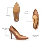 Trary Women’s High Heel Dress Pump Pointed Toe Shoe Classic Office Special Dressy Casual PU Brown07