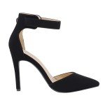 DREAM PAIRS Oppointed-Ankle Women's Pointed Toe Ankle Strap D'Orsay High Heel Stiletto Pumps Shoes,Size 8,Black/Nubuck,Oppointed-Ankle