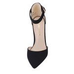DREAM PAIRS Oppointed-Ankle Women's Pointed Toe Ankle Strap D'Orsay High Heel Stiletto Pumps Shoes,Size 8,Black/Nubuck,Oppointed-Ankle