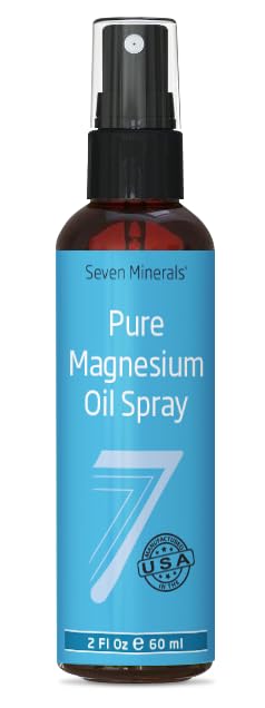 Seven Minerals Travel Size Pure Magnesium Oil - USP Grade Magnesium Spray, No Unhealthy Trace Minerals - from Ancient Underground Permian Seabed in USA, Free eBook Included (2 fl oz)