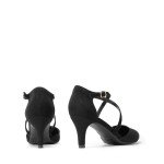DREAM PAIRS Women's Closed Pointed Toe Dress Pumps Comfort Kitten Mid Heels Cross Strap Wedding Party Dance Shoes,Size 8,Black-Suede,SDPU2410W