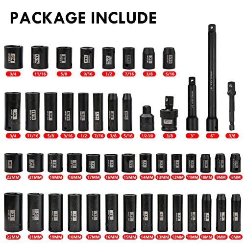 SEKETMAN 49-Piece Impact Socket Set (3/8-Inch Drive)