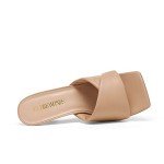 DREAM PAIRS Women’s High Stilettos Heels Mules Open Square Toe Slip On Comfort Sexy Dress Pumps Sandals Evening Party Prom Dance Shoes Nude Size 8.5 SDHS2211W