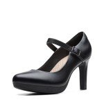 Clarks womens Ambyr Shine Pump, Black Leather, 8.5 US
