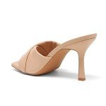 DREAM PAIRS Women’s High Stilettos Heels Mules Open Square Toe Slip On Comfort Sexy Dress Pumps Sandals Evening Party Prom Dance Shoes Nude Size 8.5 SDHS2211W