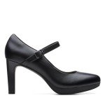 Clarks womens Ambyr Shine Pump, Black Leather, 8.5 US