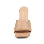 DREAM PAIRS Women’s High Stilettos Heels Mules Open Square Toe Slip On Comfort Sexy Dress Pumps Sandals Evening Party Prom Dance Shoes Nude Size 8.5 SDHS2211W