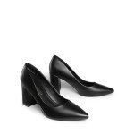 DREAM PAIRS Women's High Chunky Pointed Closed Toe Block Heels Wedding Classic Slip On Dress Pumps Shoes,Size 8,Black,SDPU2406W