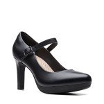 Clarks womens Ambyr Shine Pump, Black Leather, 8.5 US
