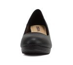 Soda “ANDI” ~ Women Closed Round Toe Slip-On Comfortable Cushion Insole Mid Heel Pump Shoe (Black PU, us_Footwear_Size_System, Adult, Women, Numeric, Medium, Numeric_7)