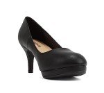 Soda “ANDI” ~ Women Closed Round Toe Slip-On Comfortable Cushion Insole Mid Heel Pump Shoe (Black PU, us_Footwear_Size_System, Adult, Women, Numeric, Medium, Numeric_7)