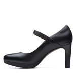Clarks womens Ambyr Shine Pump, Black Leather, 8.5 US
