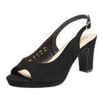DREAM PAIRS Women' s Neina Sexy high Chunky Heels Block Platform Slingback peep Toe Dress Pumps Shoes Black Suede Size 8