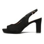 DREAM PAIRS Women' s Neina Sexy high Chunky Heels Block Platform Slingback peep Toe Dress Pumps Shoes Black Suede Size 8
