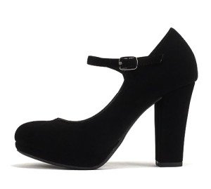 Soda “Ayden” ~ Women Mary Jane Ankle Strap Cushion High Heel Pump Shoe (Black Nubuck, us_Footwear_Size_System, Adult, Women, Numeric, Medium, Numeric_7_Point_5)