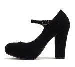 Soda “Ayden” ~ Women Mary Jane Ankle Strap Cushion High Heel Pump Shoe (Black Nubuck, us_Footwear_Size_System, Adult, Women, Numeric, Medium, Numeric_7_Point_5)