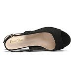 DREAM PAIRS Women' s Neina Sexy high Chunky Heels Block Platform Slingback peep Toe Dress Pumps Shoes Black Suede Size 8