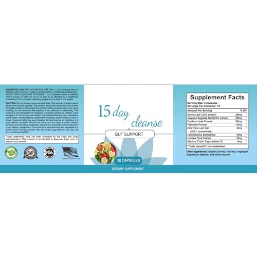 XLATD 15 Day Gut Cleanse - Gut and Colon Support,15 Day Cleanse,Pastillas De Los 15 Dias para Limpiar El Colon,15 Days Gut Cleanse,Help Gut Cleanse&Colon Cleanse,Focus On Gut Health for Women (1pc)