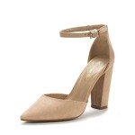 DREAM PAIRS Women's Coco Pointed Toe High Heels Pump Shoes,Size 9,Nude/Suede,Coco