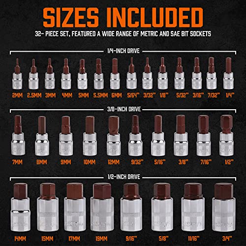 32-Piece Allen & Hex Bit Socket Set with Drives