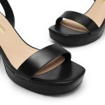 DREAM PAIRS Platform Heels for Women High Block Chunky Open Toe Ankle Strap Heels Fashion Wedding Party Evening Prom Dance Dress Pump Sandals Shoes,Size 8.5,BLACK-PU,SDHS2420W