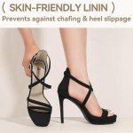 IDIFU Black Heels Platform Heels for Women Strappy High Heels Square Toe Heeled Sandlas Stiletto Heels Wedding Party Bridal Sexy Dress Shoes Open Toe Heels(Black Nubuck, 7)