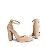 DREAM PAIRS Women's Coco Pointed Toe High Heels Pump Shoes,Size 9,Nude/Suede,Coco