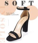 Ankis Black Heels for Women - Open Toe Ankle Strap Chunky High Heel Pump Sandals Party Wedding Strappy Buckle Sandals Standard Size 4 Inches Tall Thick Heel Design