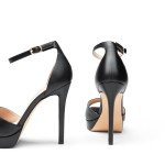 DREAM PAIRS Women's Stiletto High Heels Platform Ankle Strap Square Open Toe Dress Sexy Sandals,Size 8,BLACK-PU,SDHS2431W