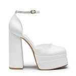 DREAM PAIRS Womens Pointed Toe High Chunky Heels Pump Shoes, White - 8.5 (SDPU2319W)