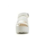 Soda ACCOUNT ~ Women Open Toe Two Bands Lug sole Fashion Block Heel Sandals with Adjustable Ankle Strap (White, numeric_8)