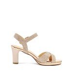 DREAM PAIRS Women's Chunky Block Heels Open Toe Ankle Strap Sparkly Dressy Wedding Comfortable Heels Pump Sandals,Size 8,Champagne/Glitter,ICE-1