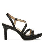 Naturalizer Womens Brenta Strappy Slip On Platform Dress Sandal,Black Smooth,9W