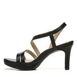 Naturalizer Womens Brenta Strappy Slip On Platform Dress Sandal,Black Smooth,9W