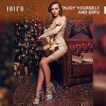 IDIFU Women's IN5 Charcy Crisscross Strappy Platform High Chunky Heels Peep Toe Pump Party Heeled Sandals(9 M US, Silver Glitter)