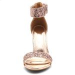 Herstyle Womens Rumors High Heels Open Toe Chunky Block Heeled Sandals Dressy Ankle Strappy Heels for Prom Wedding Office Party, GoldGlitter, Size 7.0