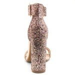 Herstyle Womens Rumors High Heels Open Toe Chunky Block Heeled Sandals Dressy Ankle Strappy Heels for Prom Wedding Office Party, GoldGlitter, Size 7.0