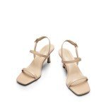 DREAM PAIRS Womens Slingback Heels Square Open Toe Strappy Sandals Ankle Strap High Heeled Dressy Shoes,Size 8,Nude,SDHS2452W