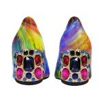 YDN Women Pointed Toe Bow Pumps Colorful Rhinestones Block High Heel Butterfly Slip On Fashion Party Dance Shoe Size 10 Multi