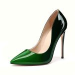 XINIUNIU High Heels for Women Pumps Gradient Patent Leather Green 4.7 inches/12CM Formal Shoes Sexy Fashion Stiletto Dress Shoes Wedding Shoes Pointed Toe Size 9.5