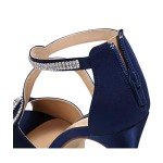 ERIJUNOR E0294 High Heel Sandals Peep Toe S-Strap Prom Wedding Evening Shoes Navy Size 9.5