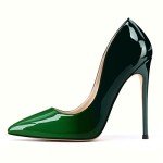 XINIUNIU High Heels for Women Pumps Gradient Patent Leather Green 4.7 inches/12CM Formal Shoes Sexy Fashion Stiletto Dress Shoes Wedding Shoes Pointed Toe Size 9.5