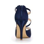 ERIJUNOR E0294 High Heel Sandals Peep Toe S-Strap Prom Wedding Evening Shoes Navy Size 9.5