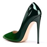 XINIUNIU High Heels for Women Pumps Gradient Patent Leather Green 4.7 inches/12CM Formal Shoes Sexy Fashion Stiletto Dress Shoes Wedding Shoes Pointed Toe Size 9.5