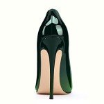 XINIUNIU High Heels for Women Pumps Gradient Patent Leather Green 4.7 inches/12CM Formal Shoes Sexy Fashion Stiletto Dress Shoes Wedding Shoes Pointed Toe Size 9.5