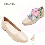 Jeekopeg Low Chunky Pumps Women's Round Toe Heels PU Leather Chunky Pumps Shoes Classic Closed Toe Pumps Low Heel Dress Shoes for Woman(Nude,US5)